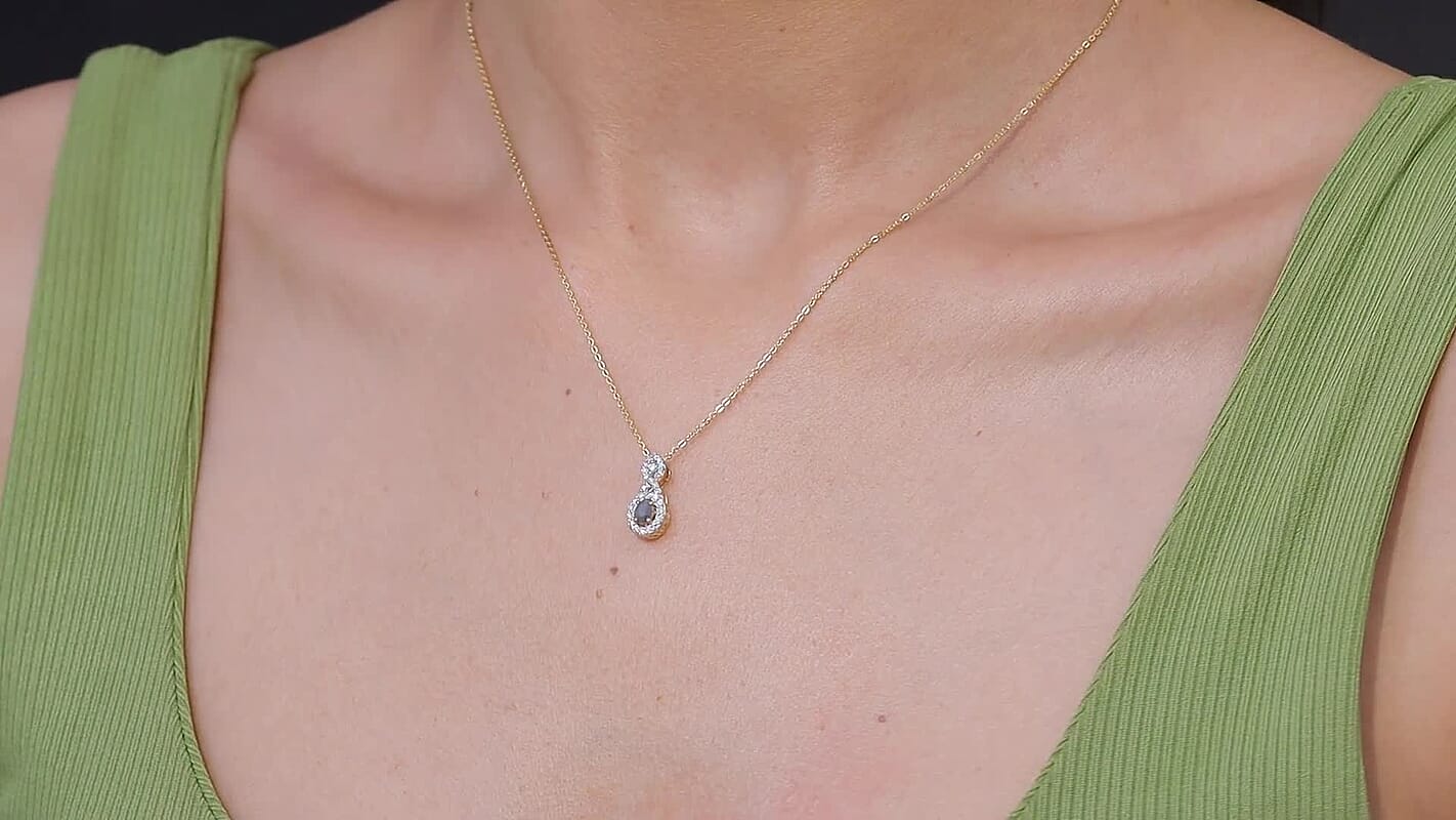 D'Joy Narsipatnam Alexandrite and Moissanite 0.40 ctw Twilight Infinity Pendant Necklace in 18K Vermeil Yellow Gold Over Sterling Silver 20 Inches
