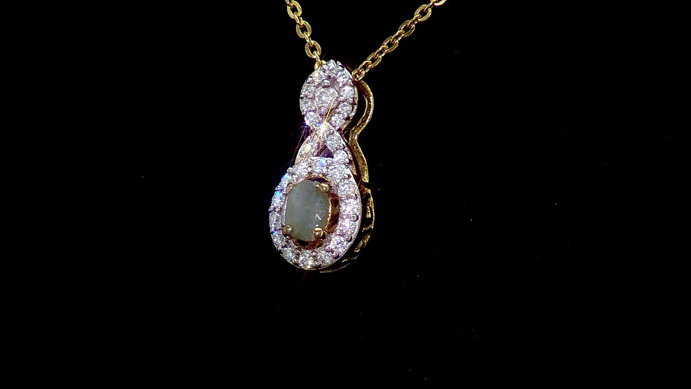 D'Joy Narsipatnam Alexandrite and Moissanite 0.40 ctw Twilight Infinity Pendant Necklace in 18K Vermeil Yellow Gold Over Sterling Silver 20 Inches