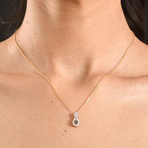 D'Joy Narsipatnam Alexandrite and Moissanite 0.40 ctw Twilight Infinity Pendant Necklace in 18K Vermeil Yellow Gold Over Sterling Silver 20 Inches 
