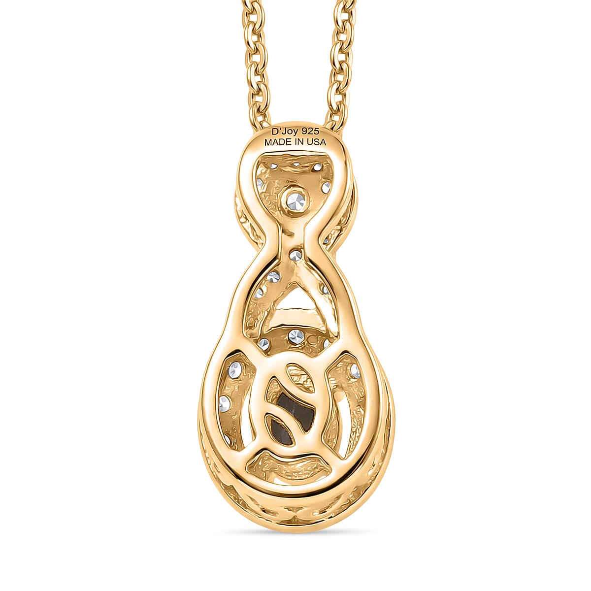 D'Joy Narsipatnam Alexandrite and Moissanite 0.40 ctw Twilight Infinity Pendant Necklace in 18K Vermeil Yellow Gold Over Sterling Silver 20 Inches