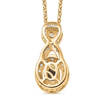 D'Joy Narsipatnam Alexandrite and Moissanite 0.40 ctw Twilight Infinity Pendant Necklace in 18K Vermeil Yellow Gold Over Sterling Silver 20 Inches
