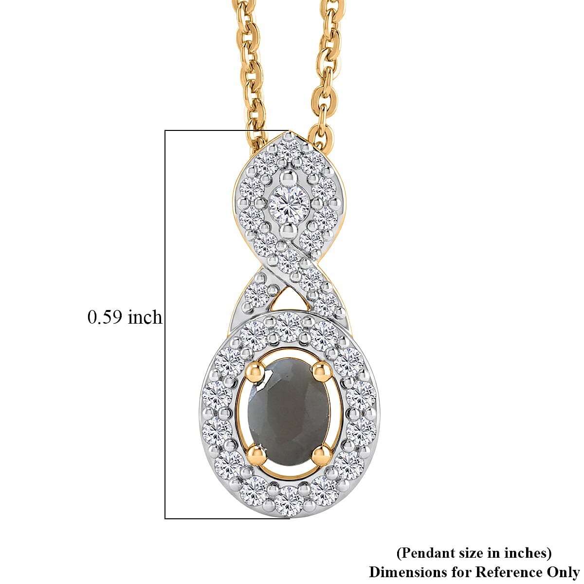 D'Joy Narsipatnam Alexandrite and Moissanite 0.40 ctw Twilight Infinity Pendant Necklace in 18K Vermeil Yellow Gold Over Sterling Silver 20 Inches