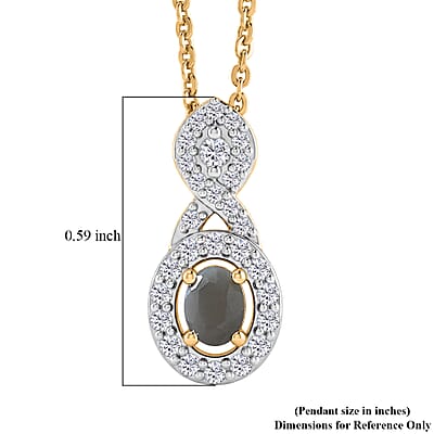 D'Joy Narsipatnam Alexandrite and Moissanite 0.40 ctw Twilight Infinity Pendant Necklace in 18K Vermeil Yellow Gold Over Sterling Silver 20 Inches