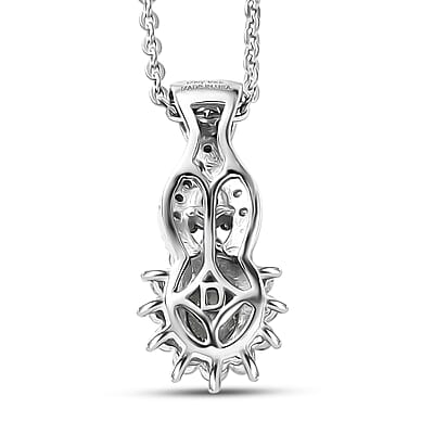 D'Joy Narsipatnam Alexandrite and Moissanite 0.70 ctw Royal Glow Pendant Necklace in Rhodium Over Sterling Silver 20 Inches