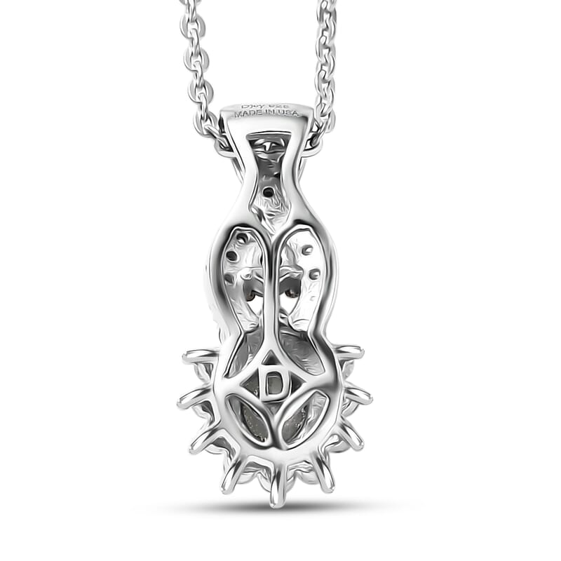 D'Joy Narsipatnam Alexandrite and Moissanite 0.70 ctw Royal Glow Pendant Necklace in Rhodium Over Sterling Silver 20 Inches