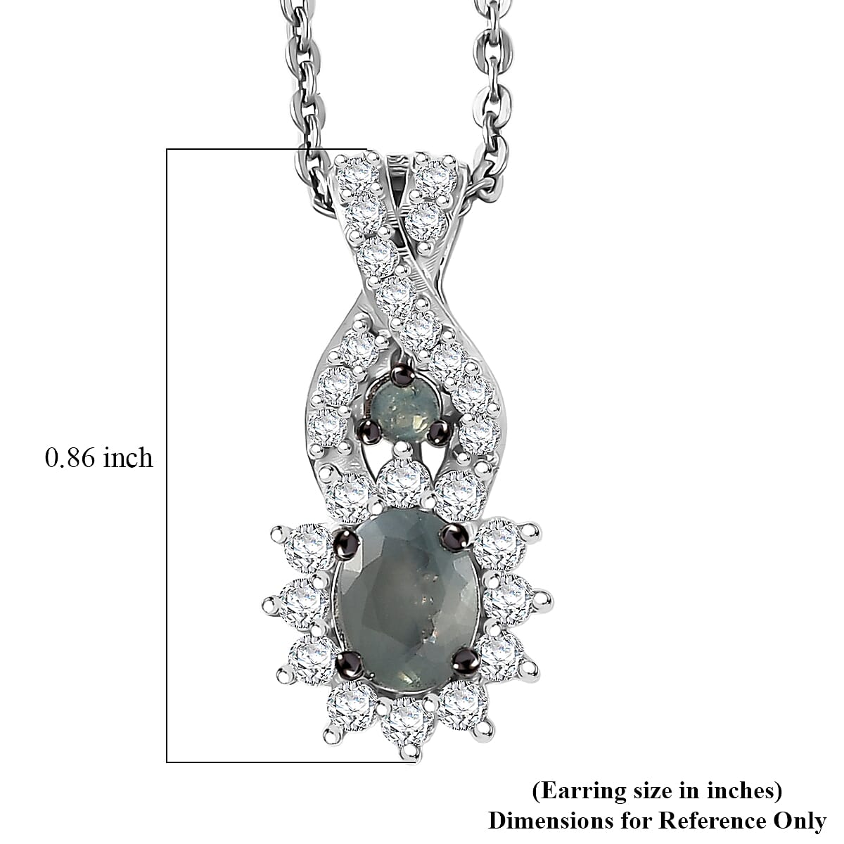 D'Joy Narsipatnam Alexandrite and Moissanite 0.70 ctw Royal Glow Pendant Necklace in Rhodium Over Sterling Silver 20 Inches