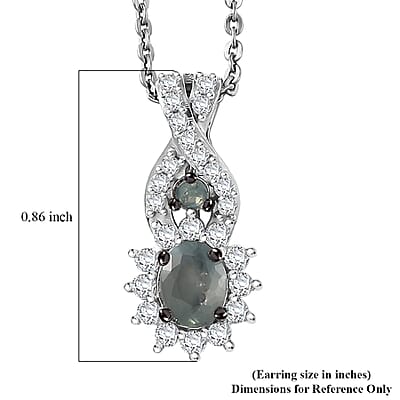 D'Joy Narsipatnam Alexandrite and Moissanite 0.70 ctw Royal Glow Pendant Necklace in Rhodium Over Sterling Silver 20 Inches