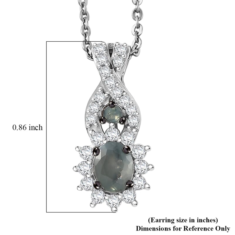 D'Joy Narsipatnam Alexandrite and Moissanite 0.70 ctw Royal Glow Pendant Necklace in Rhodium Over Sterling Silver 20 Inches