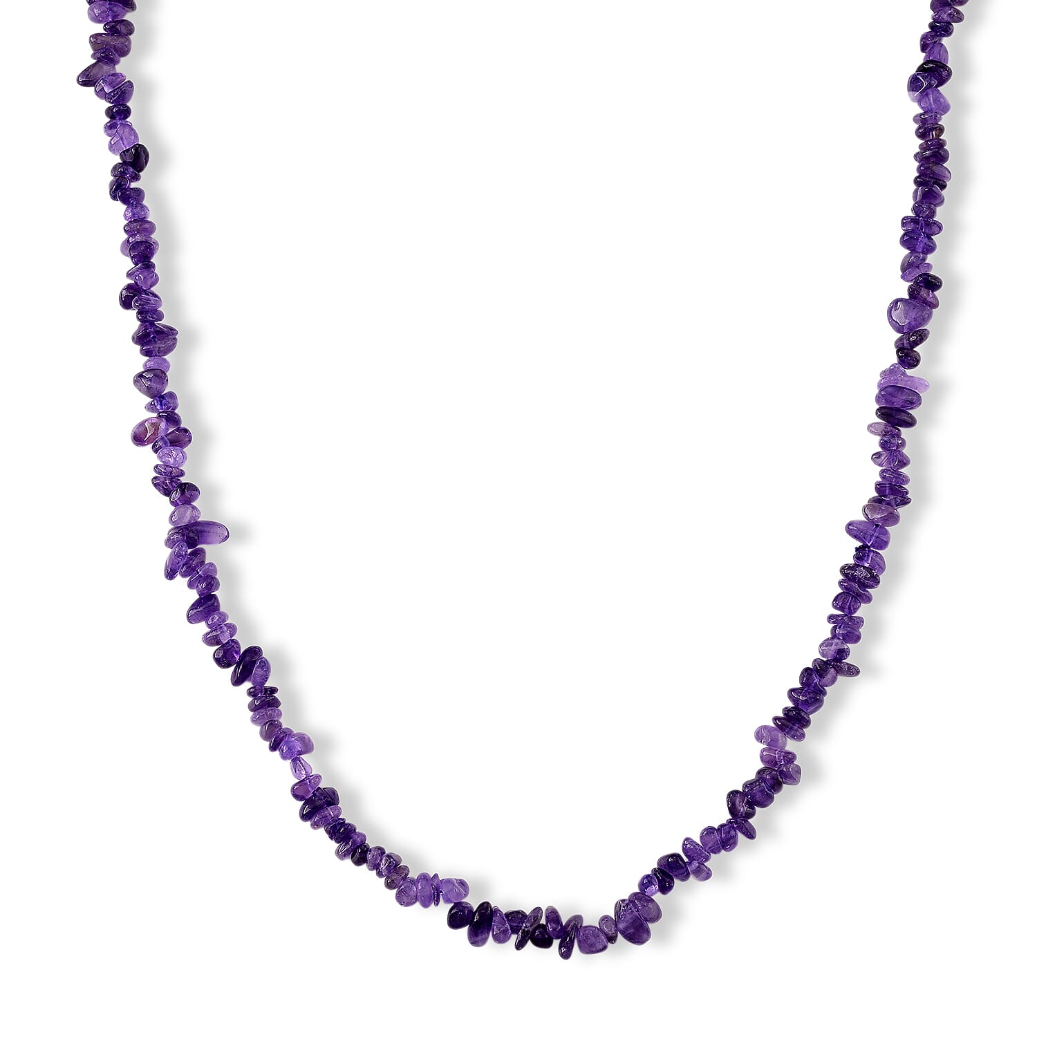 Green Aventurine, Rose Quartz and Amethyst Stretch Bracelet and Chips Necklace 32 Inches