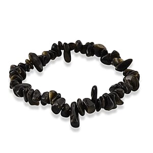 Multi Gemstone 1350.00 ctw Stretch Bracelet and Chips Necklace 32 Inches in Stainless Steel