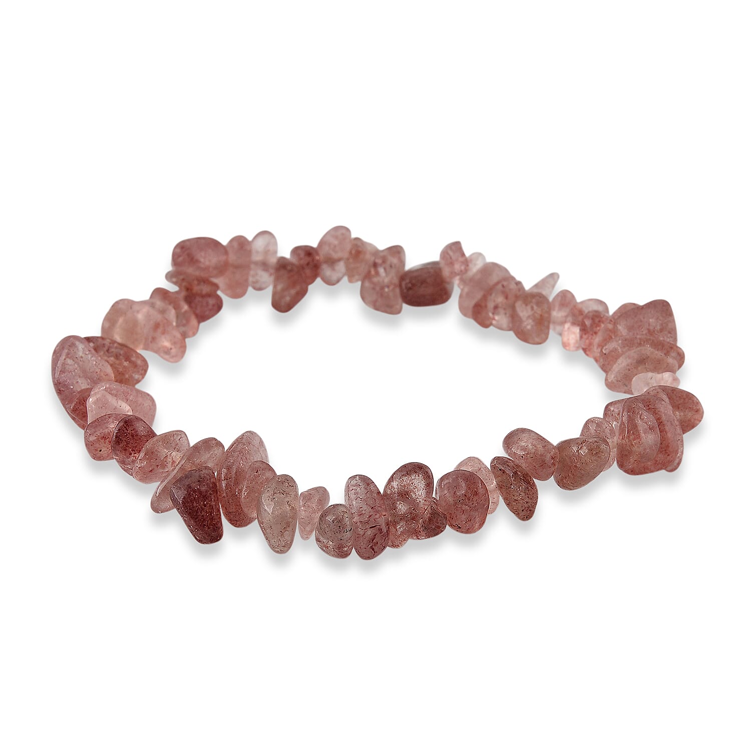 Cacoxenite, Strawberry and Green Kiwi Quartz 1350.00 ctw Stretch Bracelet and Chips Necklace in Stainless Steel
