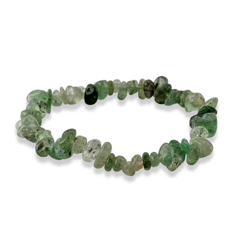Cacoxenite, Strawberry and Green Kiwi Quartz 1350.00 ctw Stretch Bracelet and Chips Necklace in Stainless Steel