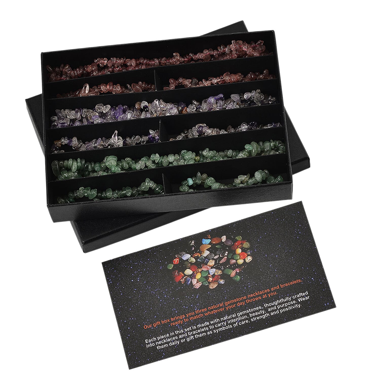 Cacoxenite, Strawberry and Green Kiwi Quartz 1350.00 ctw Stretch Bracelet and Chips Necklace in Stainless Steel