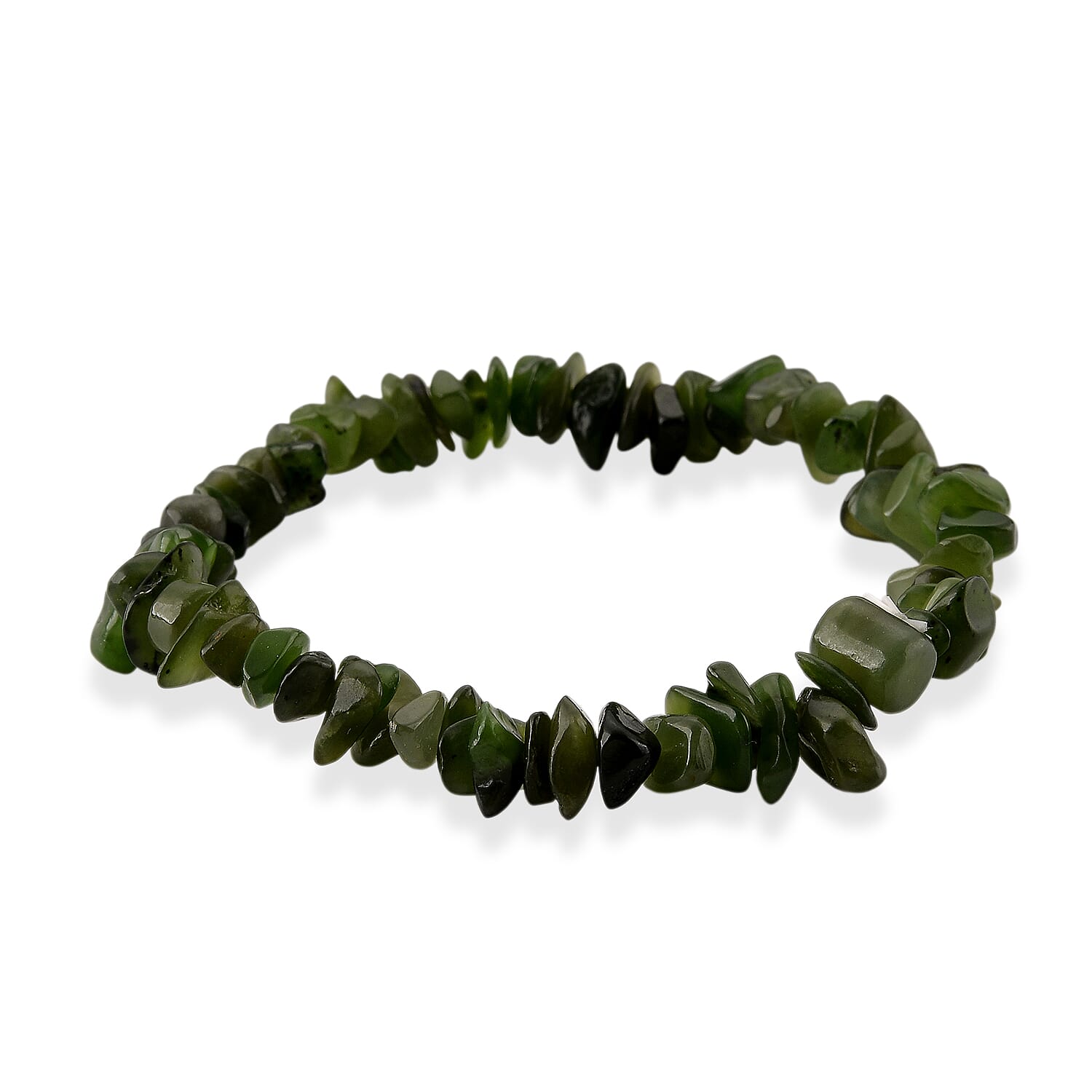 Nephrite Jade, Kunzite and Neon Apatite 1350.00 ctw Bracelet and Chips Necklace in Stainless Steel