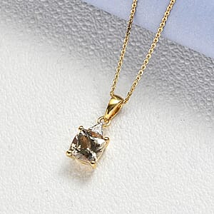AAA Turkizite and Luxuriant Lab Grown Diamond G-H SI 2.00 ctw Modern Royale Pendant Necklace in 18K Vermeil Yellow Gold Over Sterling Silver 20 Inches