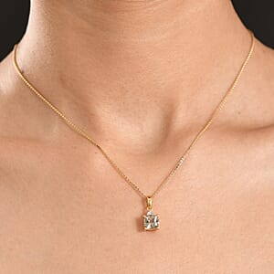 AAA Turkizite and Luxuriant Lab Grown Diamond G-H SI 2.00 ctw Modern Royale Pendant Necklace in 18K Vermeil Yellow Gold Over Sterling Silver 20 Inches