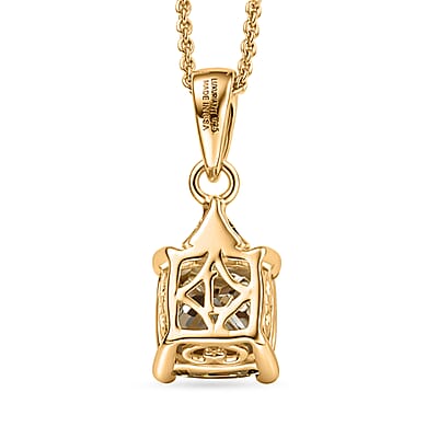 AAA Turkizite and Luxuriant Lab Grown Diamond G-H SI 2.00 ctw Modern Royale Pendant Necklace in 18K Vermeil Yellow Gold Over Sterling Silver 20 Inches