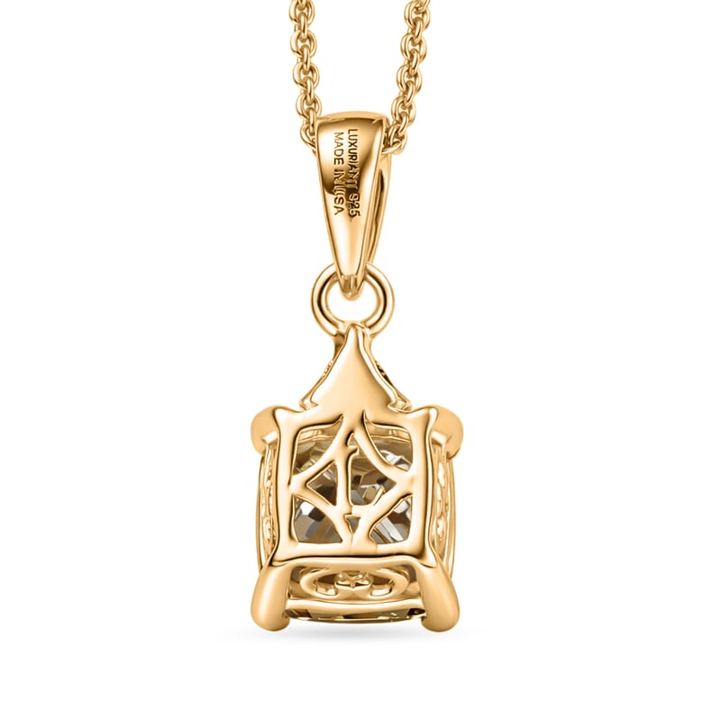 AAA Turkizite and Luxuriant Lab Grown Diamond G-H SI 2.00 ctw Modern Royale Pendant Necklace in 18K Vermeil Yellow Gold Over Sterling Silver 20 Inches