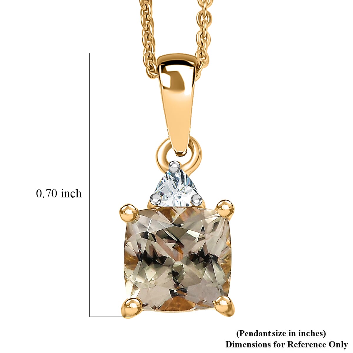 AAA Turkizite and Luxuriant Lab Grown Diamond G-H SI 2.00 ctw Modern Royale Pendant Necklace in 18K Vermeil Yellow Gold Over Sterling Silver 20 Inches