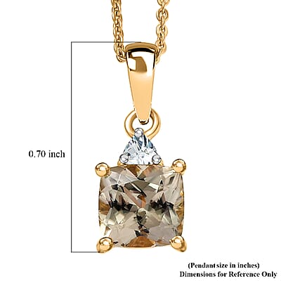 AAA Turkizite and Luxuriant Lab Grown Diamond G-H SI 2.00 ctw Modern Royale Pendant Necklace in 18K Vermeil Yellow Gold Over Sterling Silver 20 Inches