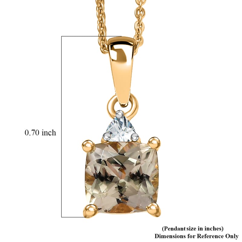 AAA Turkizite and Luxuriant Lab Grown Diamond G-H SI 2.00 ctw Modern Royale Pendant Necklace in 18K Vermeil Yellow Gold Over Sterling Silver 20 Inches
