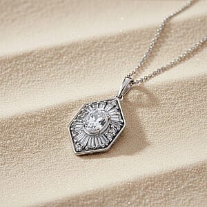 D'Joy White Topaz 1.80 ctw Victorian Royale Pendant Necklace in Rhodium Over Sterling Silver 20 Inches 