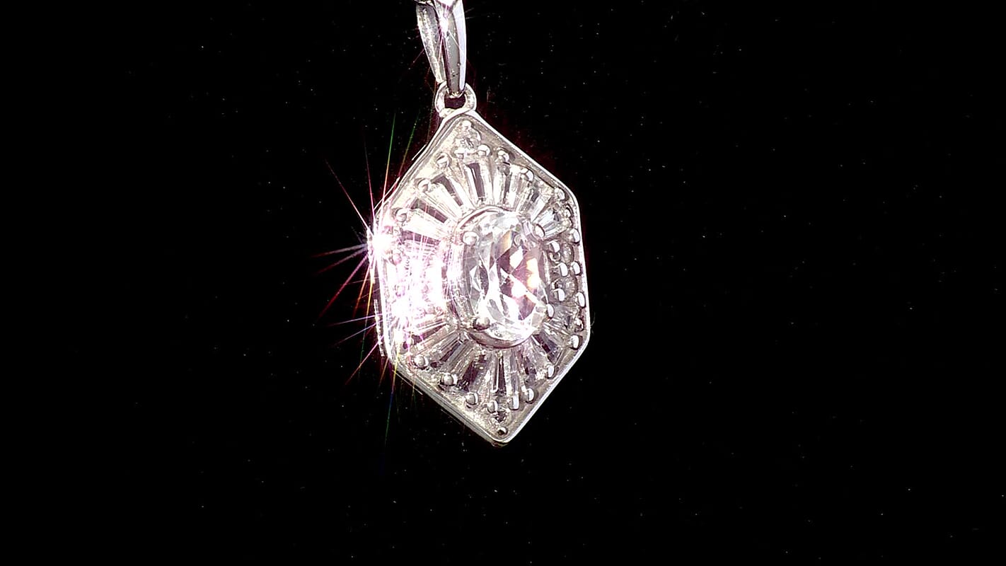 D'Joy White Topaz 1.80 ctw Victorian Royale Pendant Necklace in Rhodium Over Sterling Silver 20 Inches
