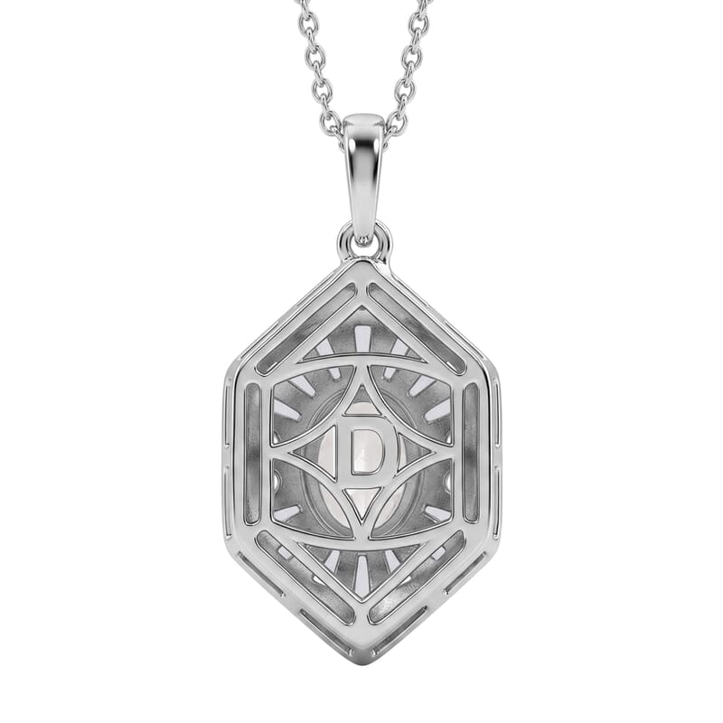 D'Joy White Topaz 1.80 ctw Victorian Royale Pendant Necklace in Rhodium Over Sterling Silver 20 Inches