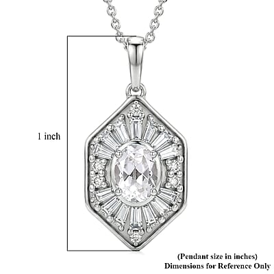 D'Joy White Topaz 1.80 ctw Victorian Royale Pendant Necklace in Rhodium Over Sterling Silver 20 Inches