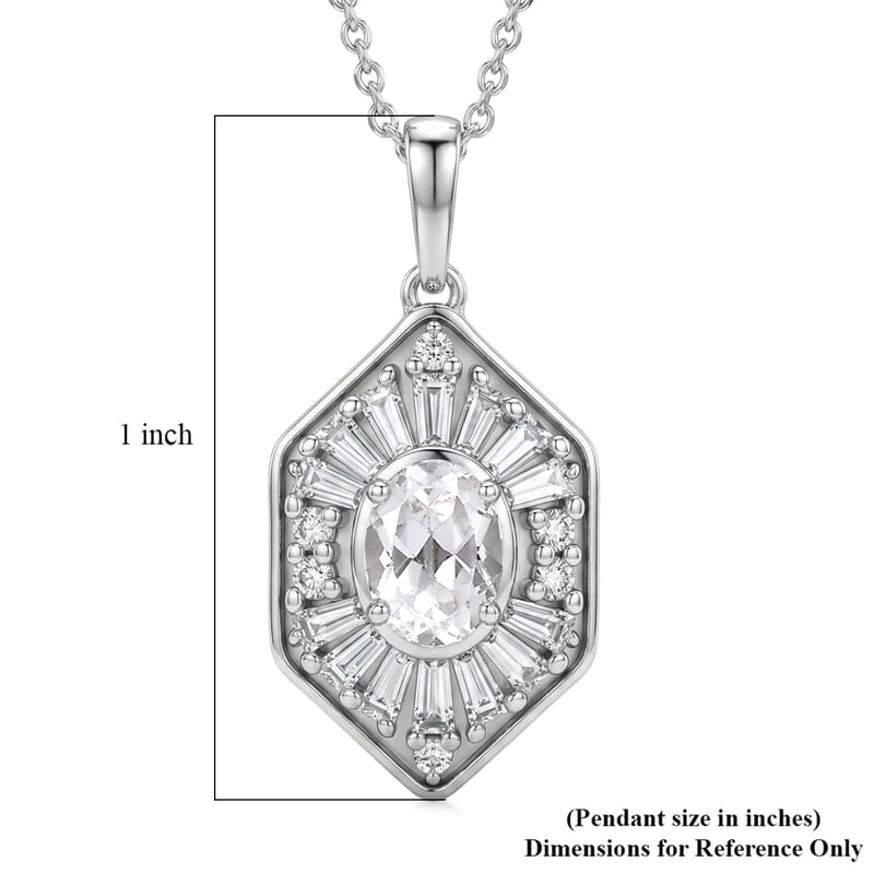D'Joy White Topaz 1.80 ctw Victorian Royale Pendant Necklace in Rhodium Over Sterling Silver 20 Inches