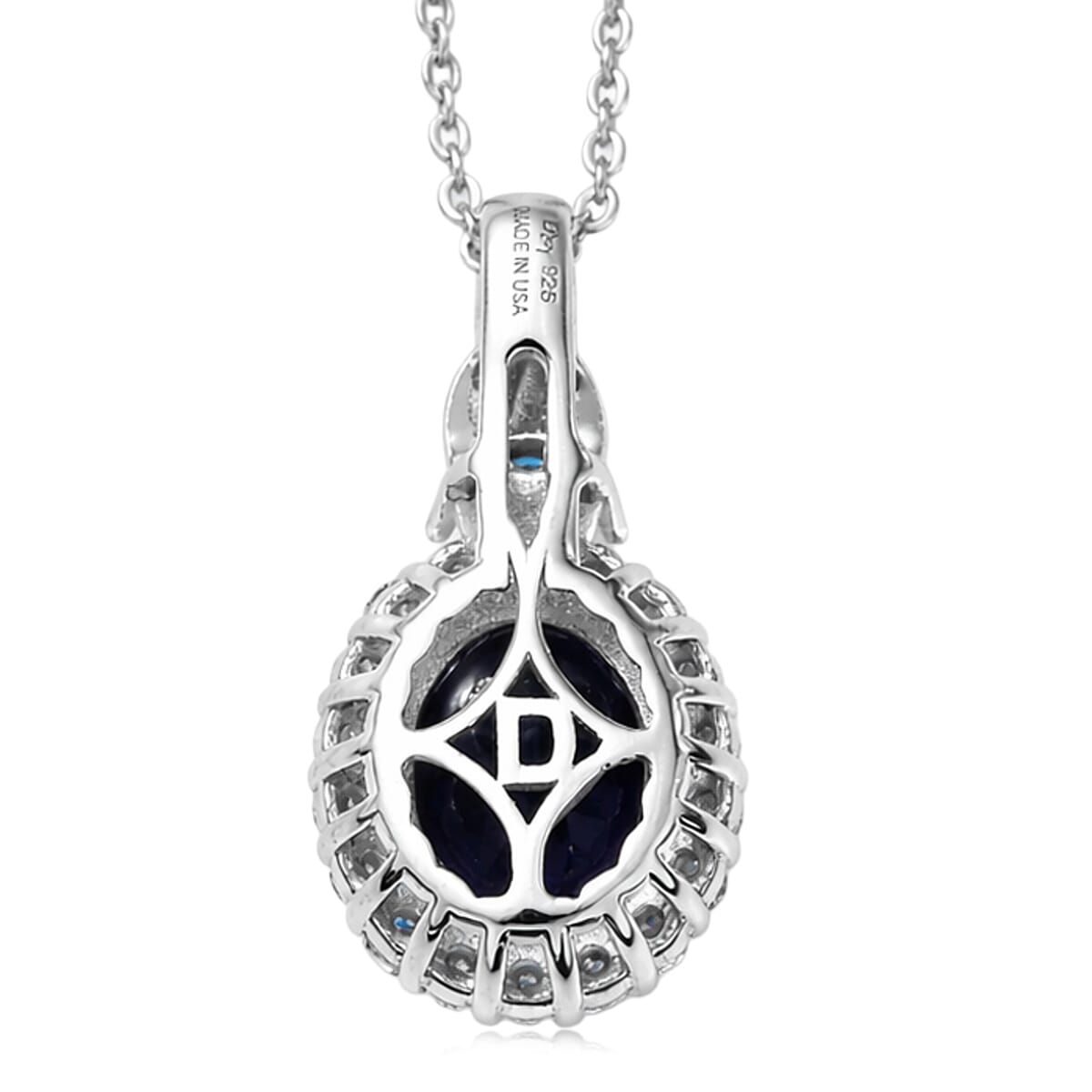Certified & Appraised D'Joy Premium Catalina Iolite and Moissanite 2.10 ctw Pendant Necklace in Rhodium Over Sterling Silver (20 Inches) image number 4