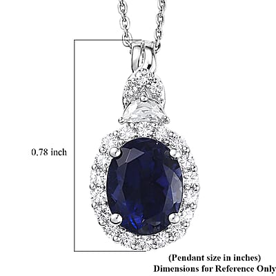 Certified & Appraised D'Joy Premium Catalina Iolite and Moissanite 2.10 ctw Pendant Necklace in Rhodium Over Sterling Silver (20 Inches)