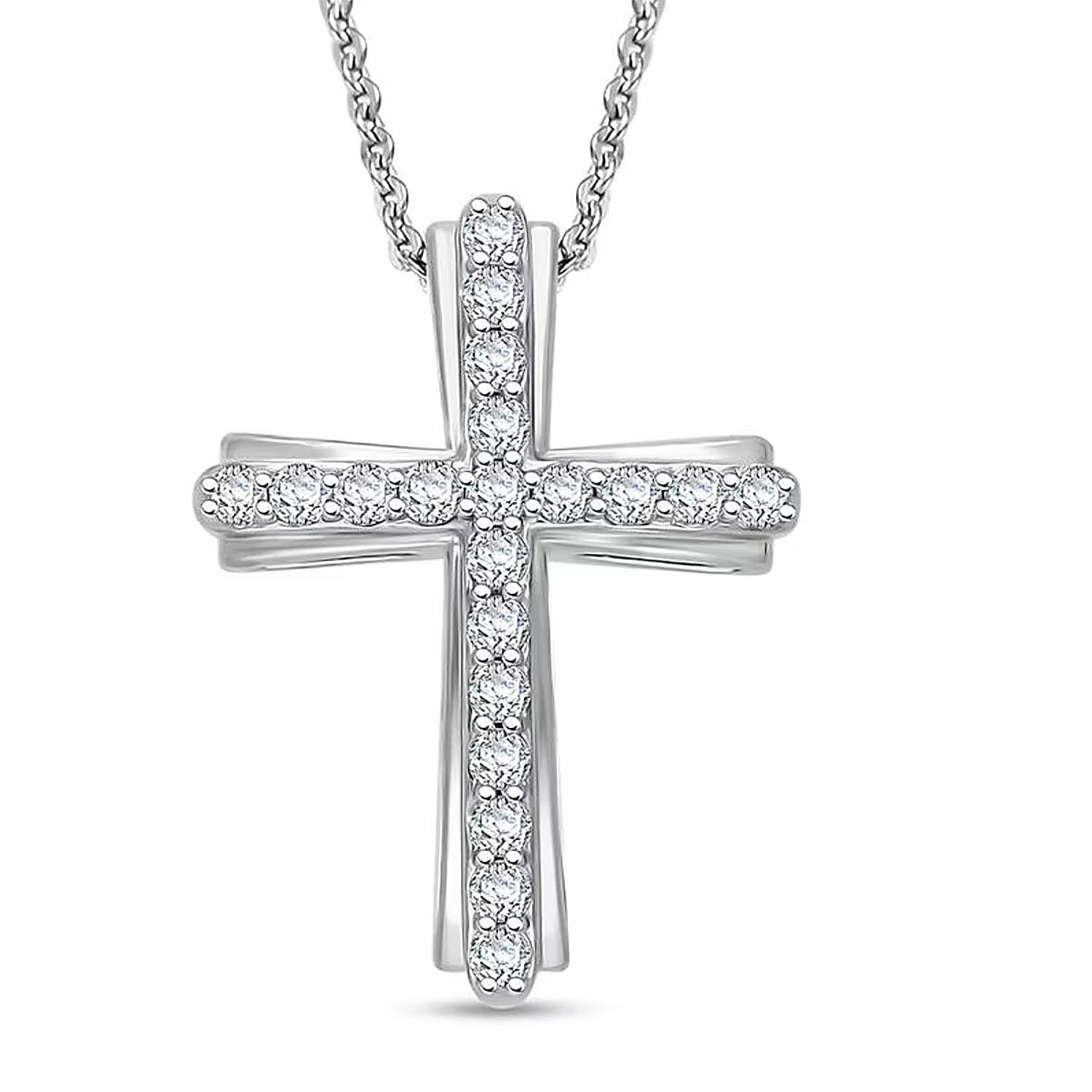 Luxuriant Lab Grown Diamond G-H SI 0.50 ctw Pendant Necklace in Platinum Over Sterling Silver 20 Inches