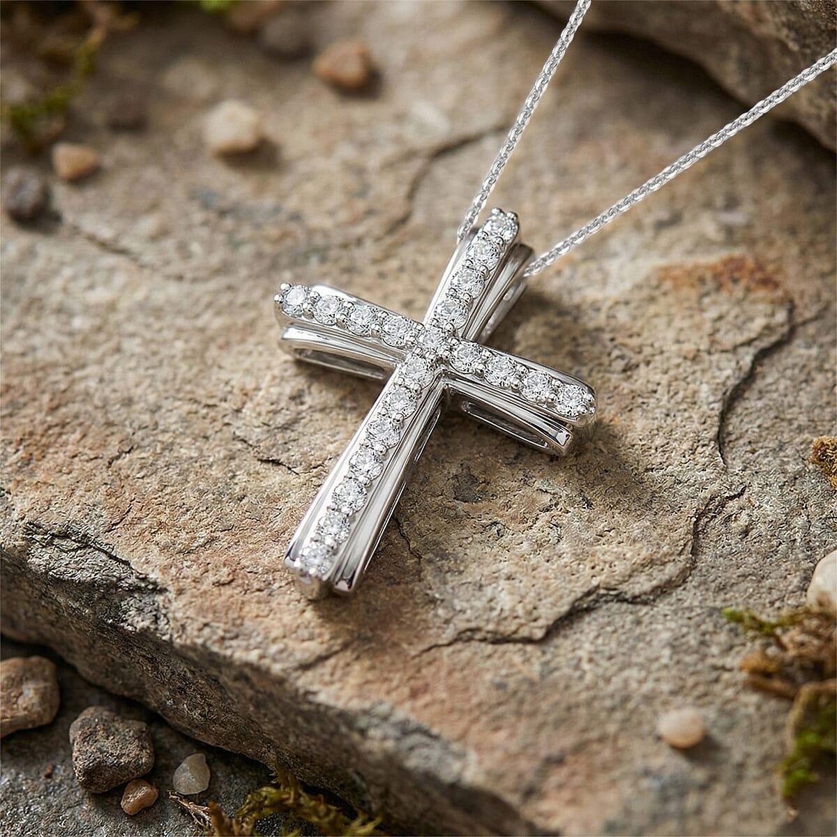 Luxuriant Lab Grown Diamond (G-H, SI) Pendant Necklace (20 Inches) in Platinum Over Sterling Silver (Del. in 12-15 Days) 0.50 ctw image number 1