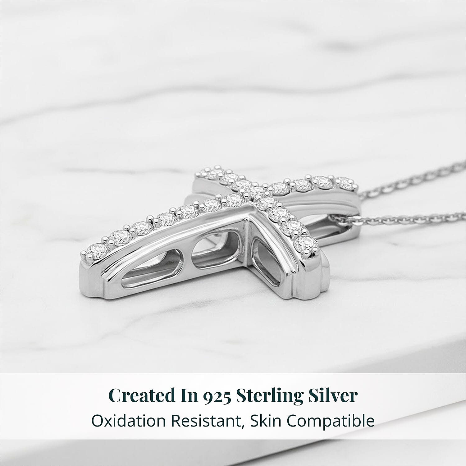 Luxuriant Lab Grown Diamond G-H SI 0.50 ctw Pendant Necklace in Platinum Over Sterling Silver 20 Inches
