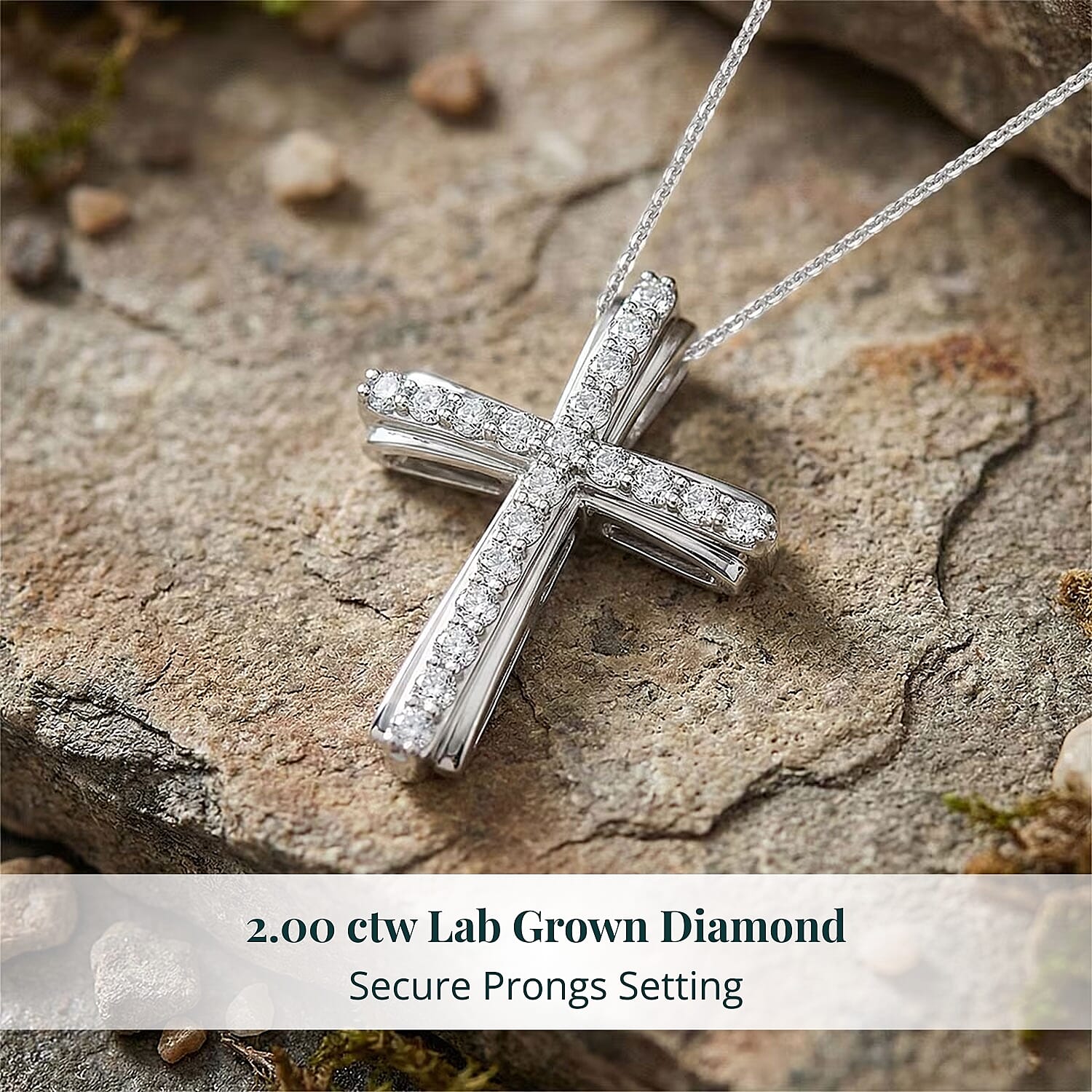 Luxuriant Lab Grown Diamond G-H SI 0.50 ctw Pendant Necklace in Platinum Over Sterling Silver 20 Inches