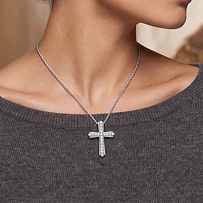 Luxuriant Lab Grown Diamond G-H SI 0.50 ctw Pendant Necklace in Platinum Over Sterling Silver 20 Inches