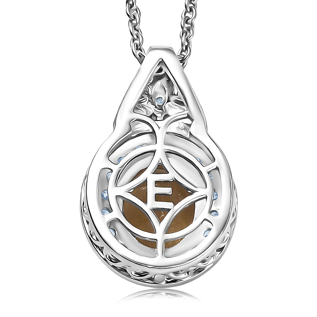 EverTrue Brazilian Citrine and White Zircon 3.10 ctw Pendant in Platinum Bond with Stainless Steel Necklace 20 Inches image number 4
