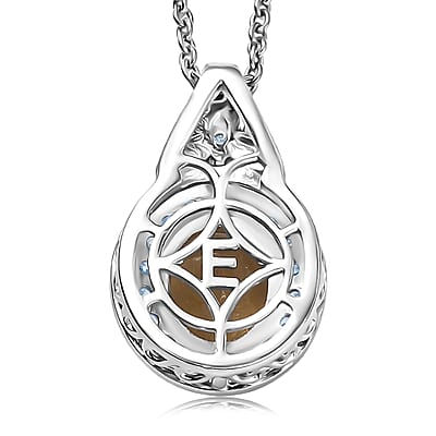 EverTrue Brazilian Citrine and White Zircon 3.10 ctw Pendant in Platinum Bond with Stainless Steel Necklace 20 Inches