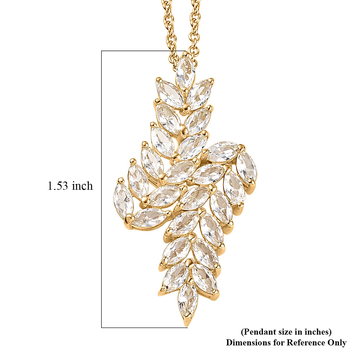 EverTrue Lab Created Sapphire 4.00 ctw Leaf Vine Pendant in 18K YG Plated with ION Plated YG Stainless Steel Necklace (20 Inches) image number 4