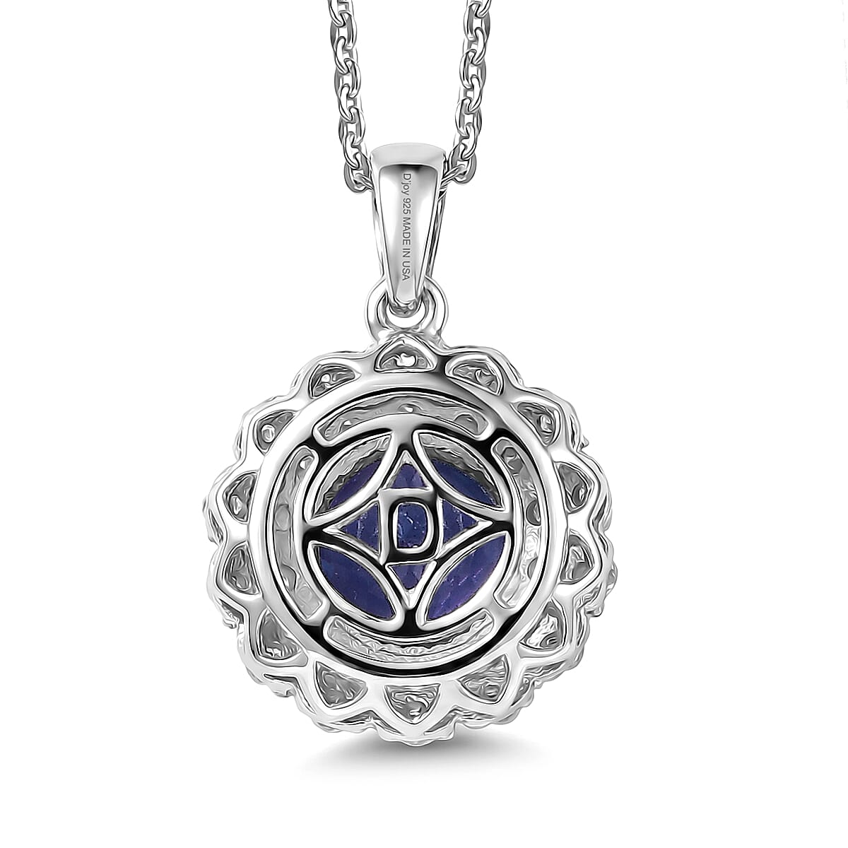 Certified & Appraised D'Joy Premium Tanzanite, Moissanite Pendant with Chain (Size 20) in Rhodium Over Sterling Silver 2.20 ctw (Del. in 10 - 15 Days) image number 4