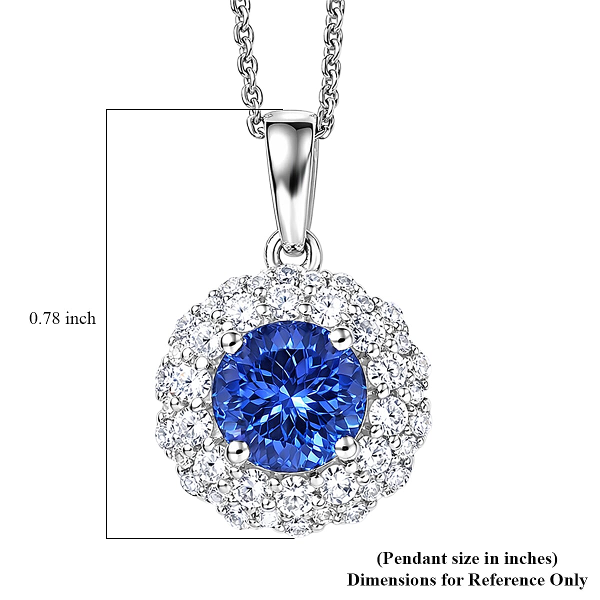 Certified & Appraised D'Joy Premium Tanzanite, Moissanite 2.00 ctw Pendant Necklace in Rhodium Over Sterling Silver (20 Inches)