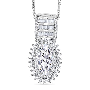D'Joy Moissanite 3.40 ctw Pendant Necklace in Rhodium Over Sterling Silver 18 Inches 