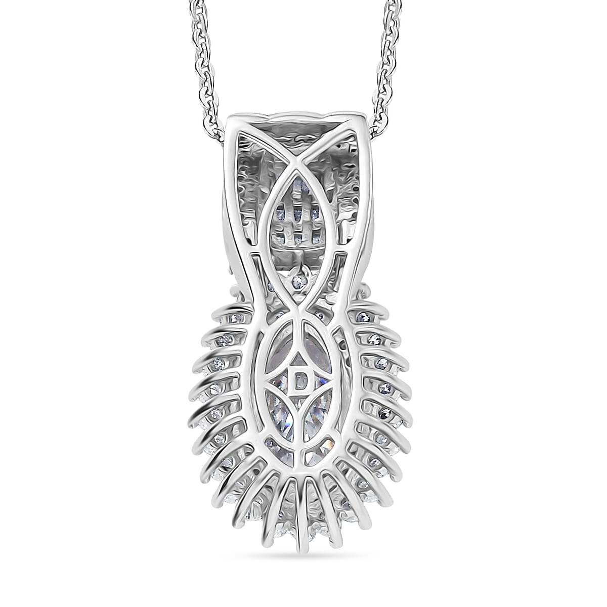 D'Joy Moissanite 3.40 ctw Pendant Necklace in Rhodium Over Sterling Silver 18 Inches image number 4