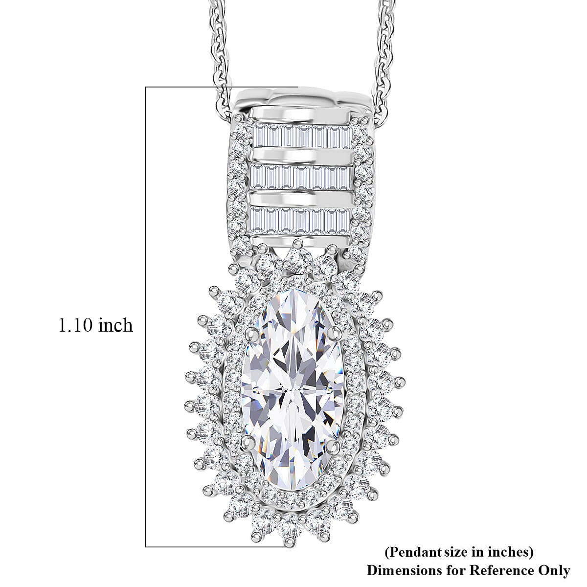 D'Joy Moissanite 3.40 ctw Pendant Necklace in Rhodium Over Sterling Silver 18 Inches image number 5