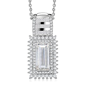 D'Joy Moissanite 4.10 ctw Pendant Necklace in Rhodium Over Sterling Silver 18 Inches 