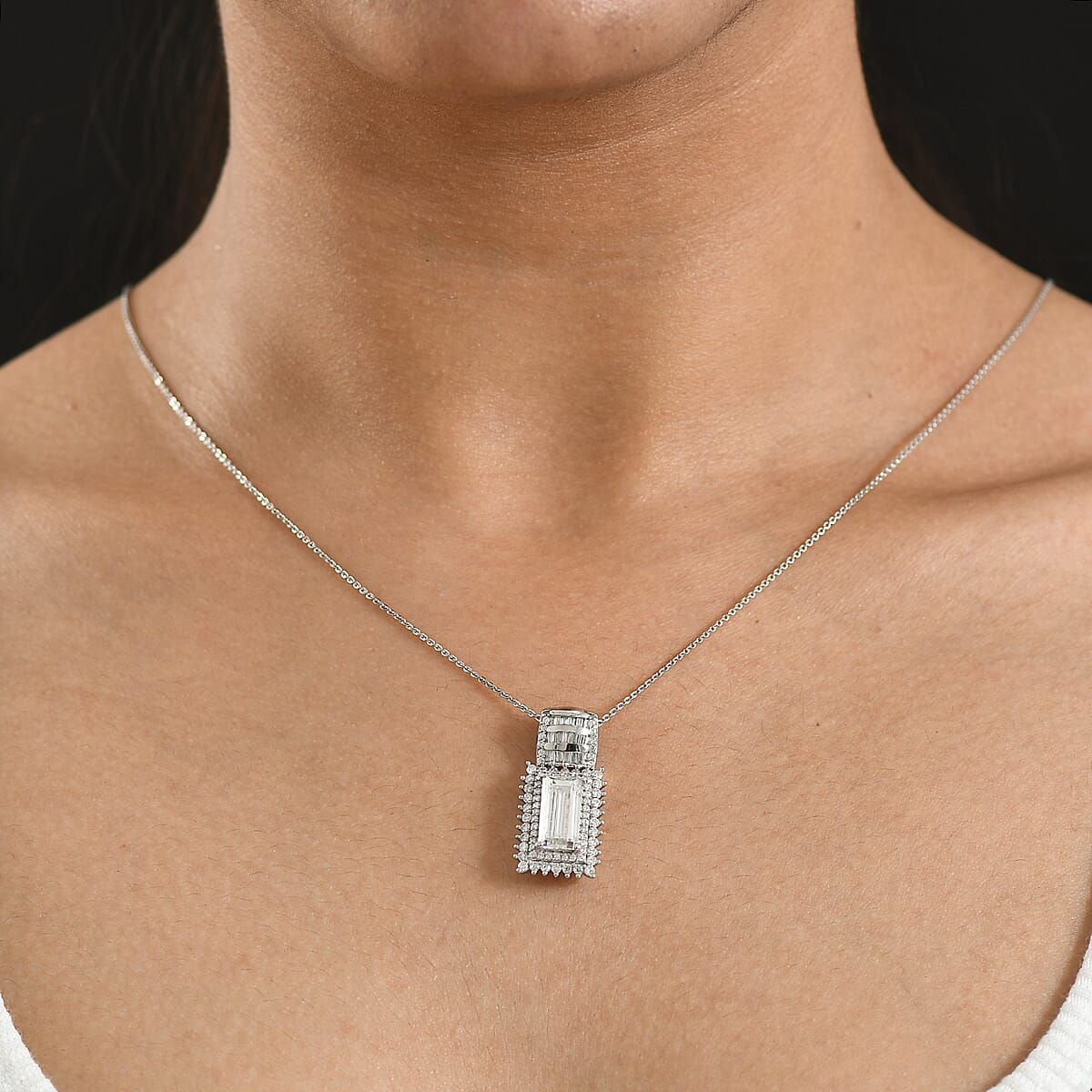 D'Joy Moissanite 4.10 ctw Pendant Necklace in Rhodium Over Sterling Silver 18 Inches  image number 2