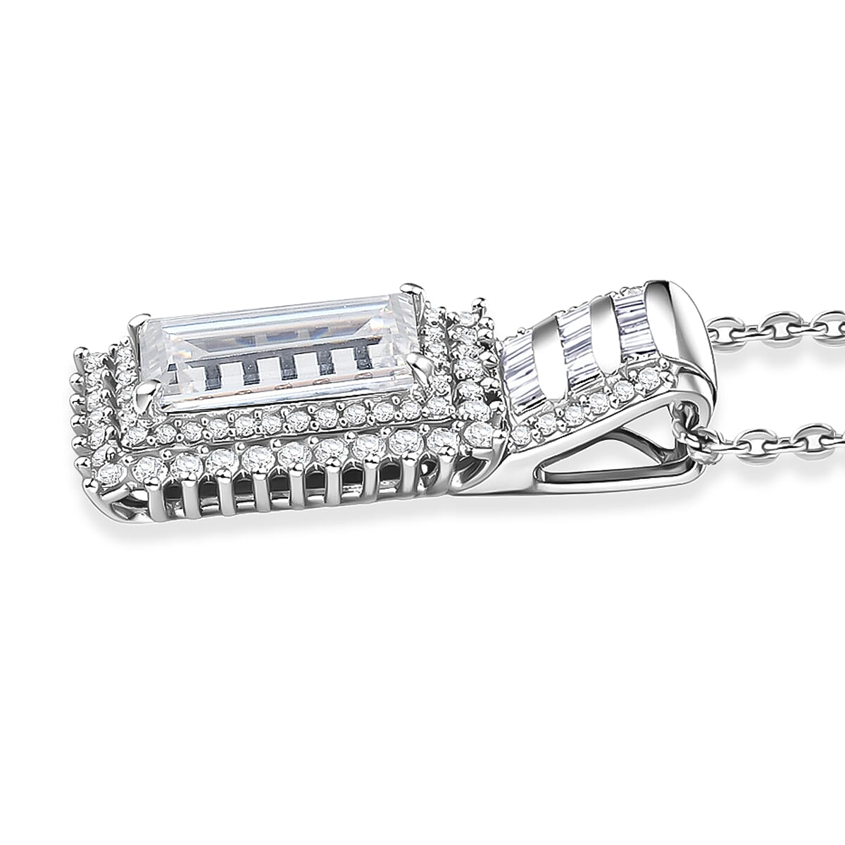 D'Joy Moissanite 4.10 ctw Pendant Necklace in Rhodium Over Sterling Silver 18 Inches  image number 3