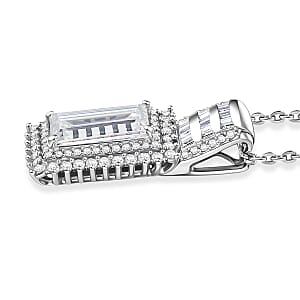 D'Joy Moissanite 4.10 ctw Pendant Necklace in Rhodium Over Sterling Silver 18 Inches 