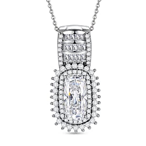 D'Joy Moissanite 3.60 ctw Pendant Necklace in Rhodium Over Sterling Silver 18 Inches 